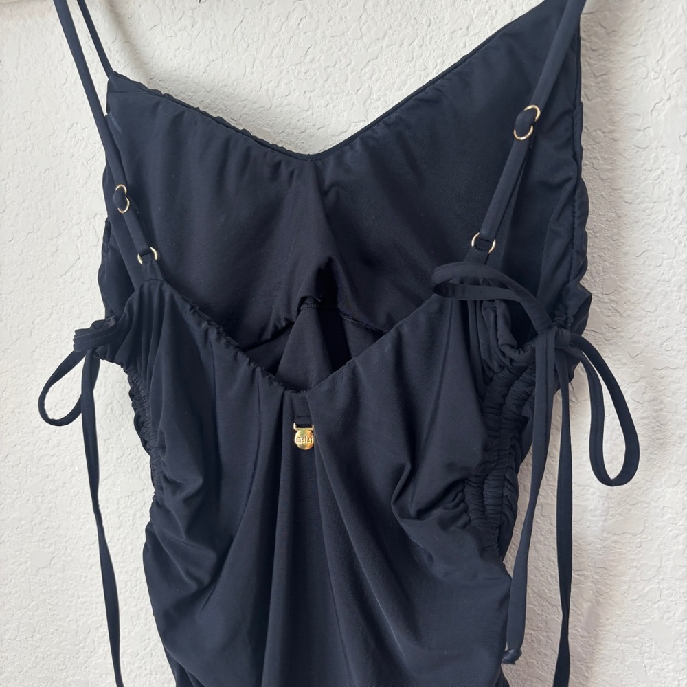 Malai Harper Side Tie Ruched Black One Piece Swimsuit - Picture 7 of 10